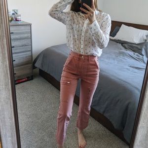 Express Pink Mauve Straight Leg Cargo Pant